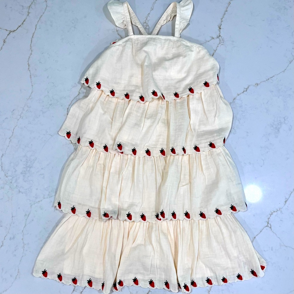 🏝️ Rare Hanna Andersson Strawberry Sundress 12 / 150 | Tiered Vacation Dress